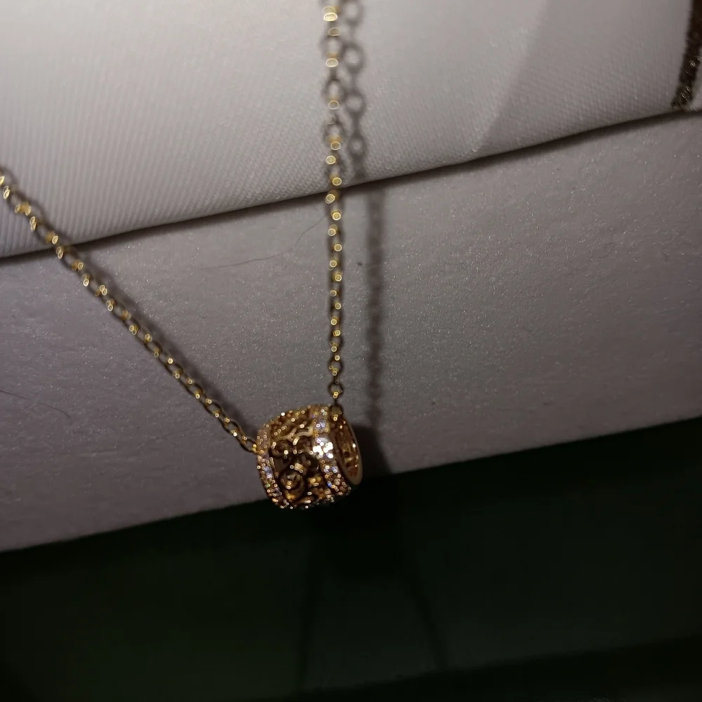 Gold plated bead necklace with pendant
